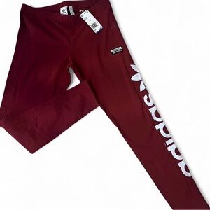 New women’s Burgundy Adidas Originals leggings size large #activewear